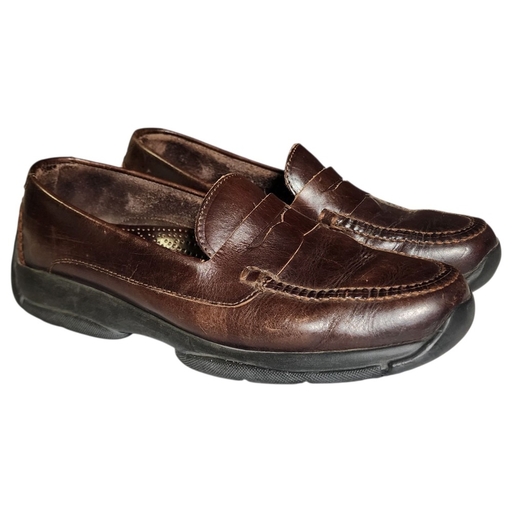 Cole Haan Country Penny Loafers Mens Size 9.5M Brown Leather Apron Toe Preppy